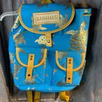 Blue and Gold Turtle Print Backpack Novelty Jewel Bahamas with front pockets Photo 0