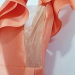 Sherri Hill Coral Formal Dress with Ruffles Fit & Flare Side Sheer Pockets Photo 4