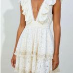 Farm Rio  Eyelet Beaded Mini Dress, Off White, XS Photo 1