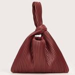 Burgundy red Classy slouchy one strap knot clutch pleated tote shoulder hand bag purse Photo 0