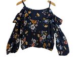 Liberty Love  Floral Ruffle Cold Shoulder Cropped‎ Top Size Lg Y2K Coquette Indie Photo 3