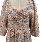 Ivy City Co. Nora Maxi Dress Floral Print Smocked Orange Blue Plus Size 1X Photo 5