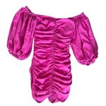 For Love & Lemons  Bali Puff Sleeve Hot Barbie Pink Ruched Bodycon Mini Dress Photo 1