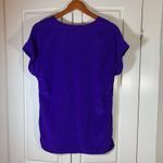 Lavender Brown  Purple Silk V Neck Short Sleeve Casual Top Women's XS Photo 1