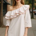 Lovers + Friends Revolve white off one shoulder mini dress Photo 0