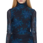 Ganni Floral Mesh Turtleneck Top Photo 0