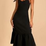 Lulus Beautiful black bow midi dress Photo 0