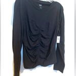 Gap Women's Black Ruched Long Sleeve Blouse Photo 4