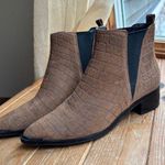 Marc Fisher Brown Crocodile-Patterned Ankle Boots Photo 0
