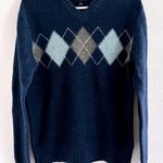 Banana Republic Sweater Mens Medium Blue Argyle Lambs Wool Preppy Quiet Luxury Photo 0