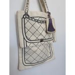 Vintage Borders Books Illustrated cream Canvas Tote Bag Purse Print 100% Cotton Black Photo 5