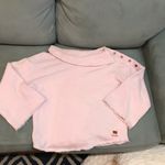 Peace Love World pink sweater Asymmetrical Neck Sweater XS raw hem Photo 1