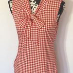 Banana Republic Fitted sleeveless red houndstooth retro blouse Photo 0