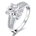 Sterling Silver SIZE 8 925  Cushion Cut Stimulated Diamond Engagement Wedding Ring Photo 1