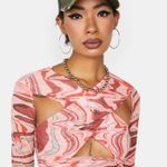 Dolls Kill Pink Mesh Tie Dye Long Sleeve Top  Photo 0