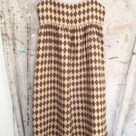 Tessa Fay Diamond Print Toile Maxi Puff Dress Tan Size M Photo 0