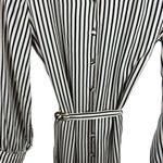 H&M Women’s Satin Button Front Belted Striped Shirt Dress in Black/White XS Photo 3