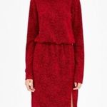 ZARA  Red Jacquard High Neck Stretch Split Leg Size Medium Photo 0