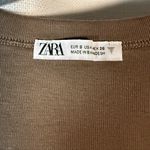 ZARA  Brown Deep Plunge V Neck Cropped Tank Top Size Small Photo 3