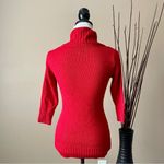 Iz Byer | Red Metallic Sparkle Cowl Neck Fitted Sweater Sz XS Photo 4