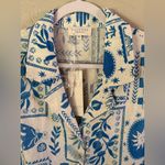 Calypso St. Barth Blue & White Button Up Collared Blouse Tyed Size M Photo 2