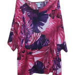 Catherines  Womens Sz 3X‎ Floral Top Purple Pink Knit Tunic Artsy Boho Stretch Photo 0