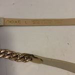 Next  BRAND GOLD CHAIN AND BONE COLOR LEATHER BELT SIZE LARGE 49” LONG Photo 6