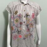 Pilcro ANTHROPOLOGIE  Serena Surf Henley Linen Blend Blouse Size XS Photo 3