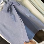 Lauren James Blue & White Seersucker Faux Wrap Skirt Size Medium Photo 5