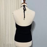 Cache  Black Ribbed Halter Top Rhinestone Embellished Neckline Evening Goth Sz M Photo 4