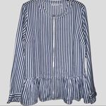 Denim & Co  super cute blue and white striped zip up jacket/top Photo 3