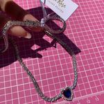 Stella Rose FINE SILVER PLATED diamond paved Tennis necklaces Blue Crystal Heart Photo 5