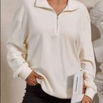 Solid Quarter Zip Sweatshirt White Size L Photo 3