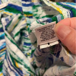 Breckenridge Cute watercolor stripe textured lightweight button front blouse 3/4 sleeve Photo 7