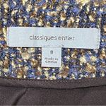 Classiques Entier Tweed Wool Blend A-Line Skirt Navy Brown Lined Size 8 Photo 2