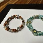 Lot Of 2 Women’s Bead Stretchy Spiral Costume Beaded Bracelets 6 1/2 Inch Photo 1