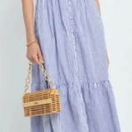 Tuckernuck  O.P.T. Blue White Striped Flounce Ruffle Cut-out Stella Maxi Dress S Photo 0