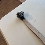 Christopher & Banks Black Genuine Leather Thin Skinny Rose Floral Embellished Buckle Belt Size M Photo 8