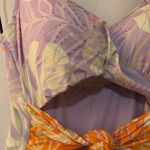 NWT CALIA Tie Front One Piece Swimsuit in Lavender Palms Size 10 Photo 3