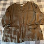 Vintage Chaus Olive Green Linen blend Jacket/blouse size Large oversized Photo 0