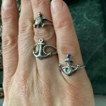Lot Of 3 Sterling Silver Nautical Ring Anchor Sea Turtle Adjustable Toe? 4 Photo 1