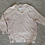 Aerie  Oversized Tan Cotton V Neck Sweater Size Large Photo 0