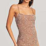 retrofete Dionne Sequin Mini Dress Silver Nude Womens Size XL Tan Photo 0