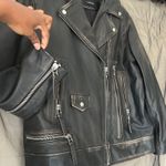 ZARA  Washed out Black Distressed Faux Leather Moto Jacket Size Large Photo 7