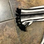 Lavender Field  Black White Strips Wrap Top with Fringe Size M Photo 2