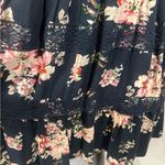 Xhilaration Dark navy and pink lace detail tiered floral babydoll dress size small Photo 2