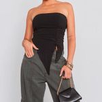 Pretty Little Thing 🖤 Black Asymmetrical Ruched Strapless Top 🖤 Photo 2