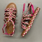 Scoop Braided Sandal Flat Strappy Pink Cream Buckle Closure Womens Size 8.5 NIB Photo 0