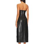 Cami NYC Black Faux Leather Strapless Midi Dress XS Bodycon Ruched $395 Designer Photo 1