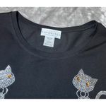 Catalog Favorites Rhinestone Cat Shirt Womens Large Long Sleeve Pets Cute Kitten Black Photo 3